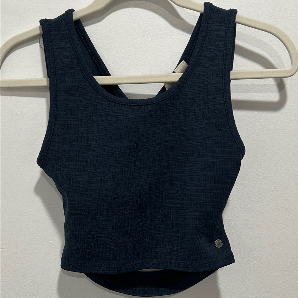 Roxy Dark Navy Ribbed Cropped Tank Top
